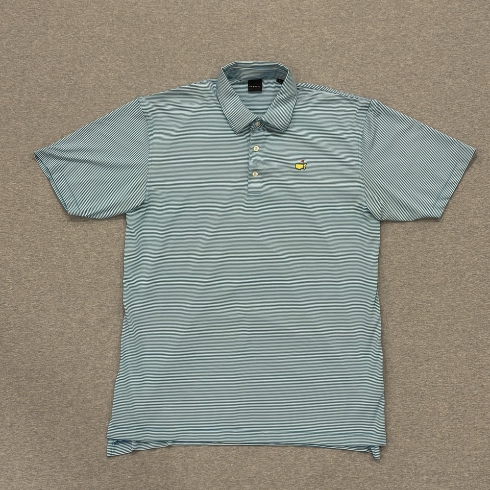 Dunning Golf Polo Shirt Men's Size XL Masters Embroidery Blue/White Striped
